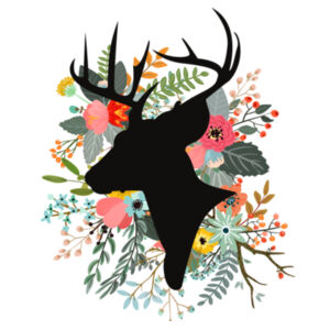 Deer Flower Long Sleeve- Scoop hem Design