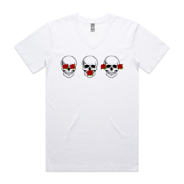 No Evil Skull Mens V T-Shirt Thumbnail